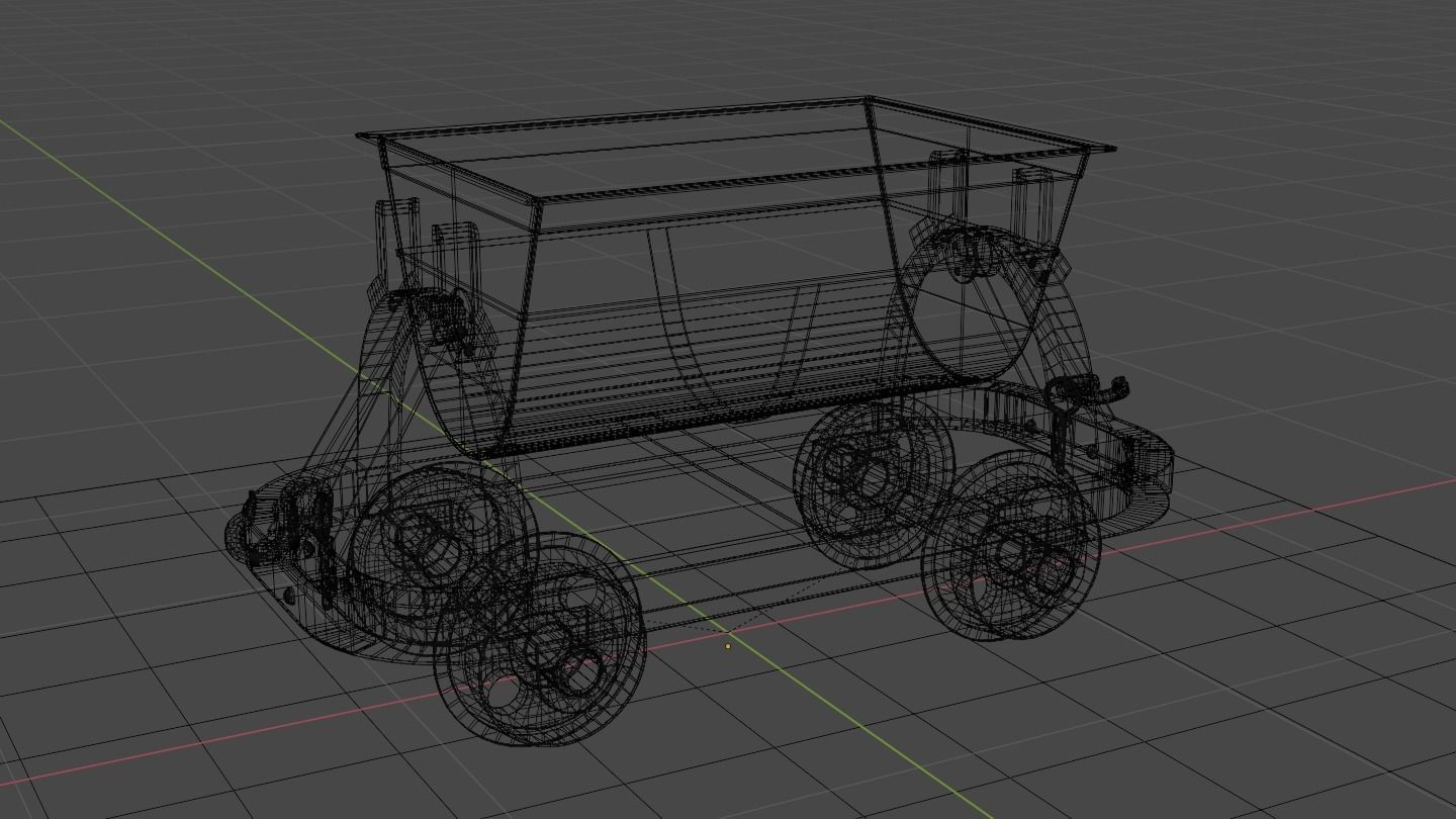 Old Mine Cart Low-poly 3D model_53