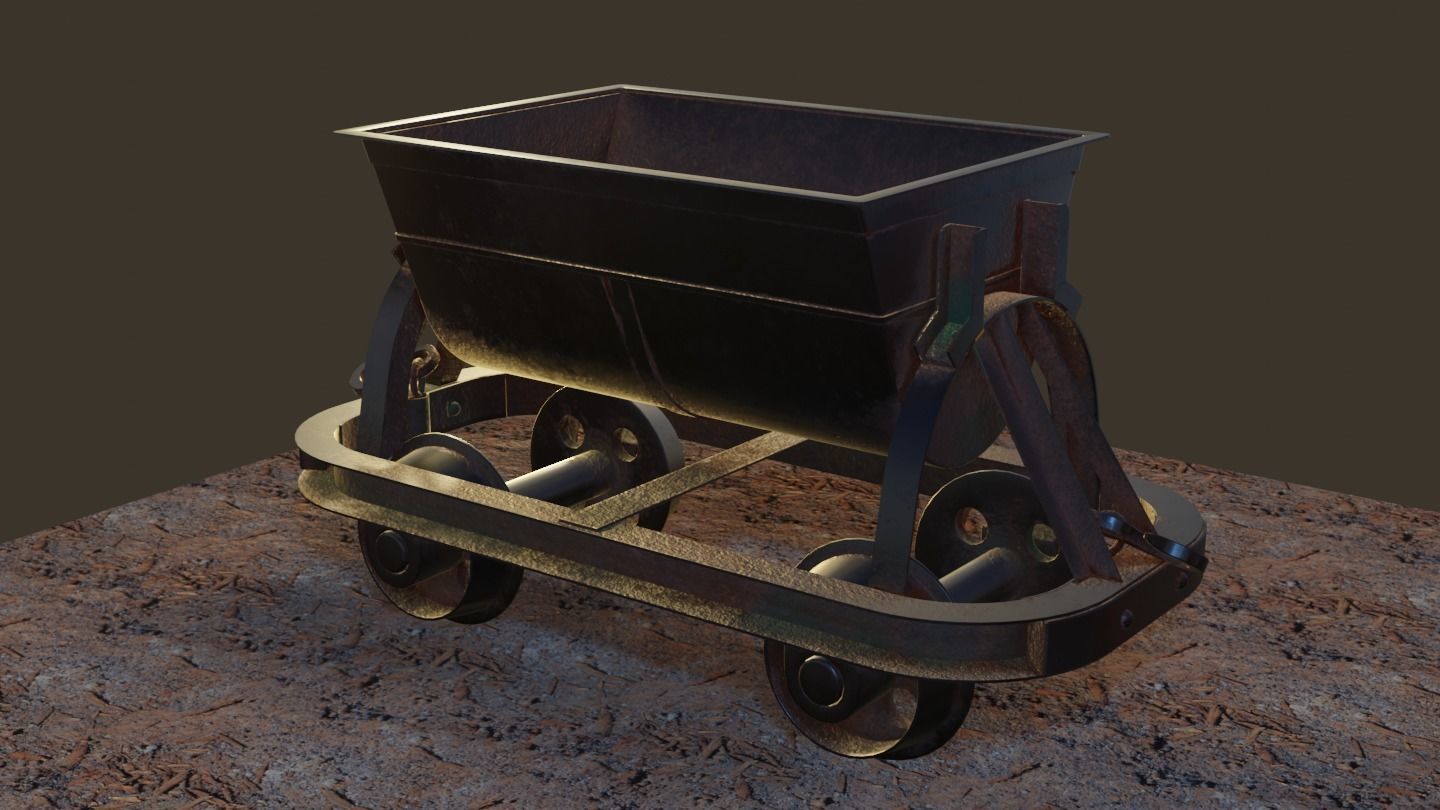 Old Mine Cart Low-poly 3D model_19