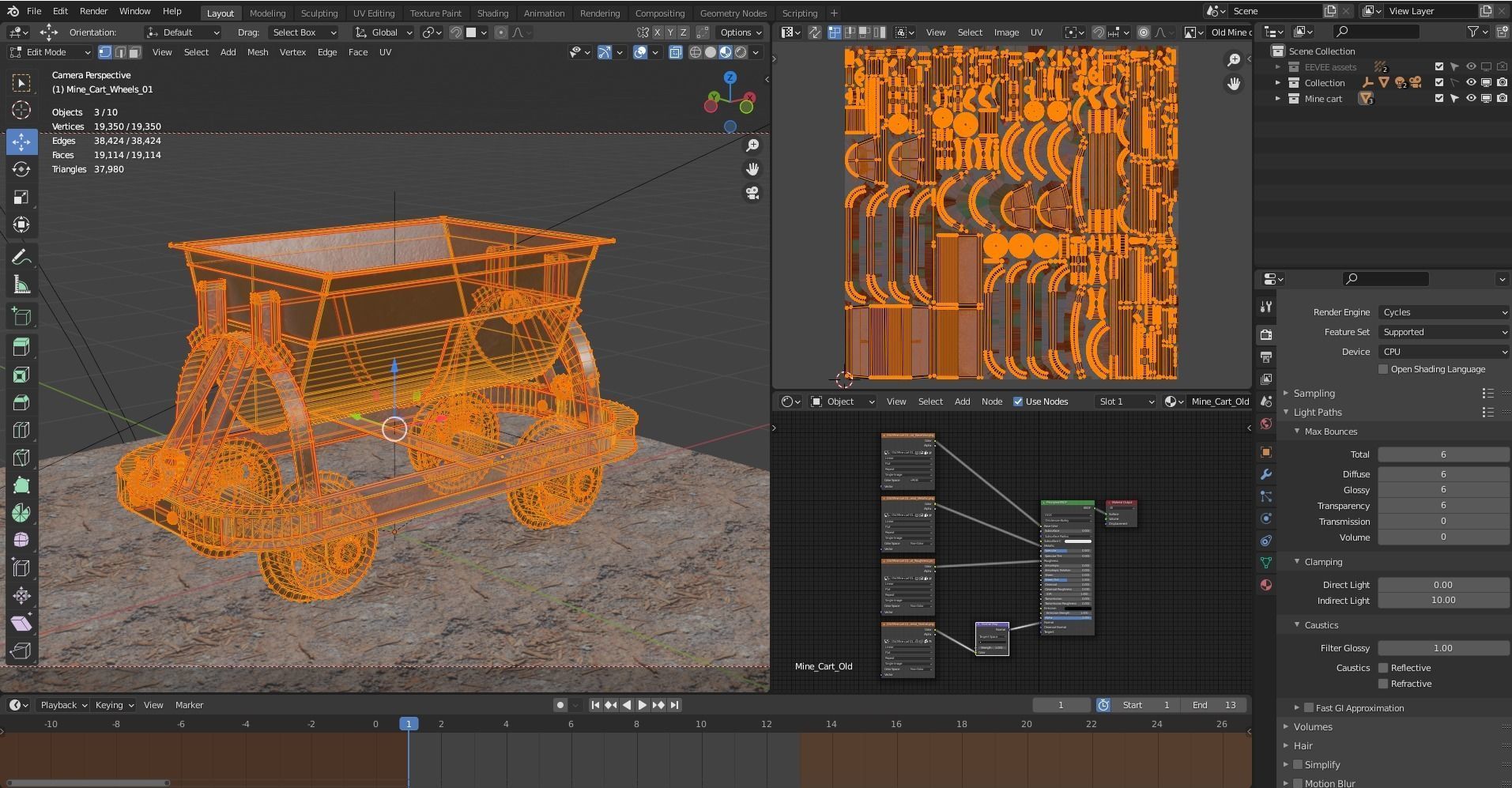 Old Mine Cart Low-poly 3D model_65