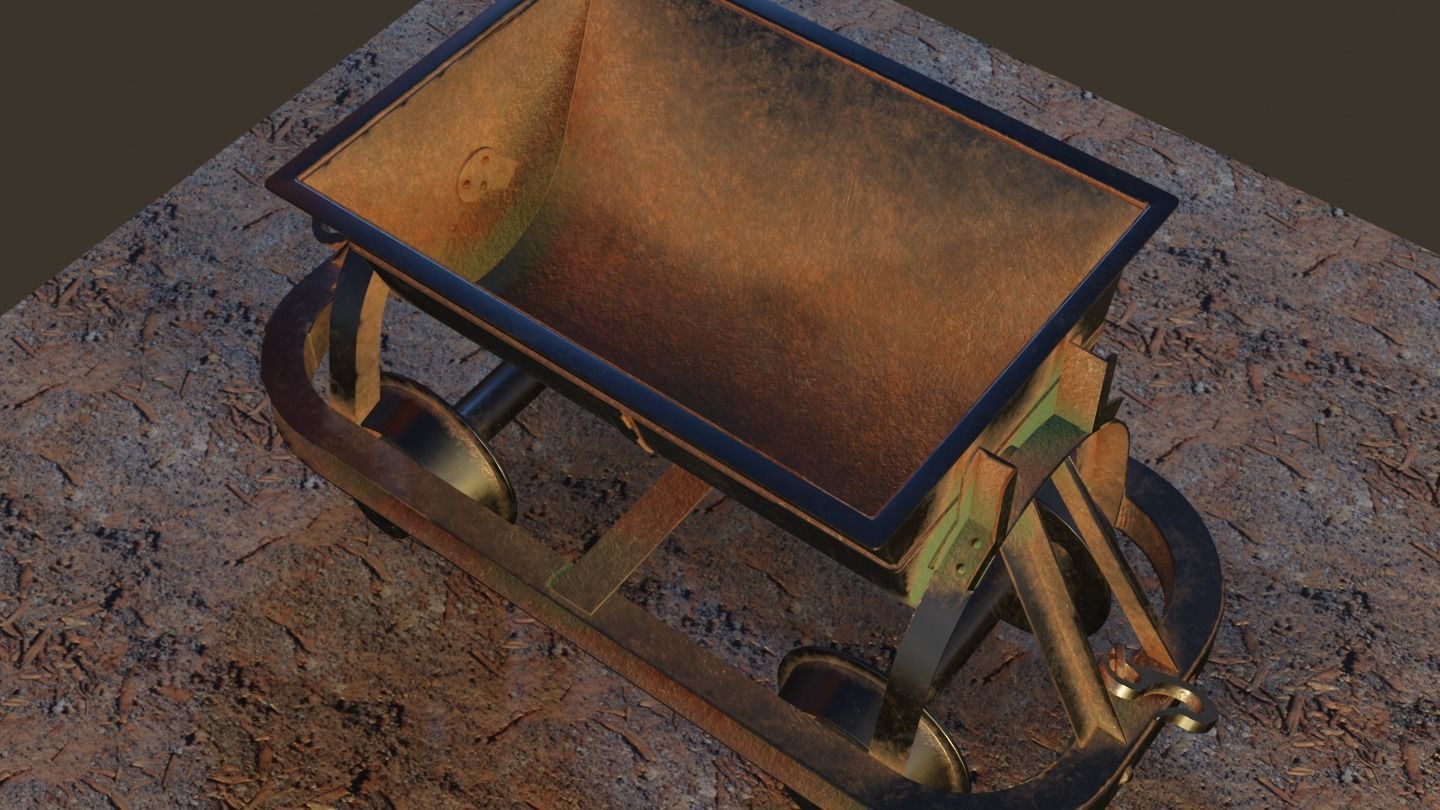 Old Mine Cart Low-poly 3D model_21