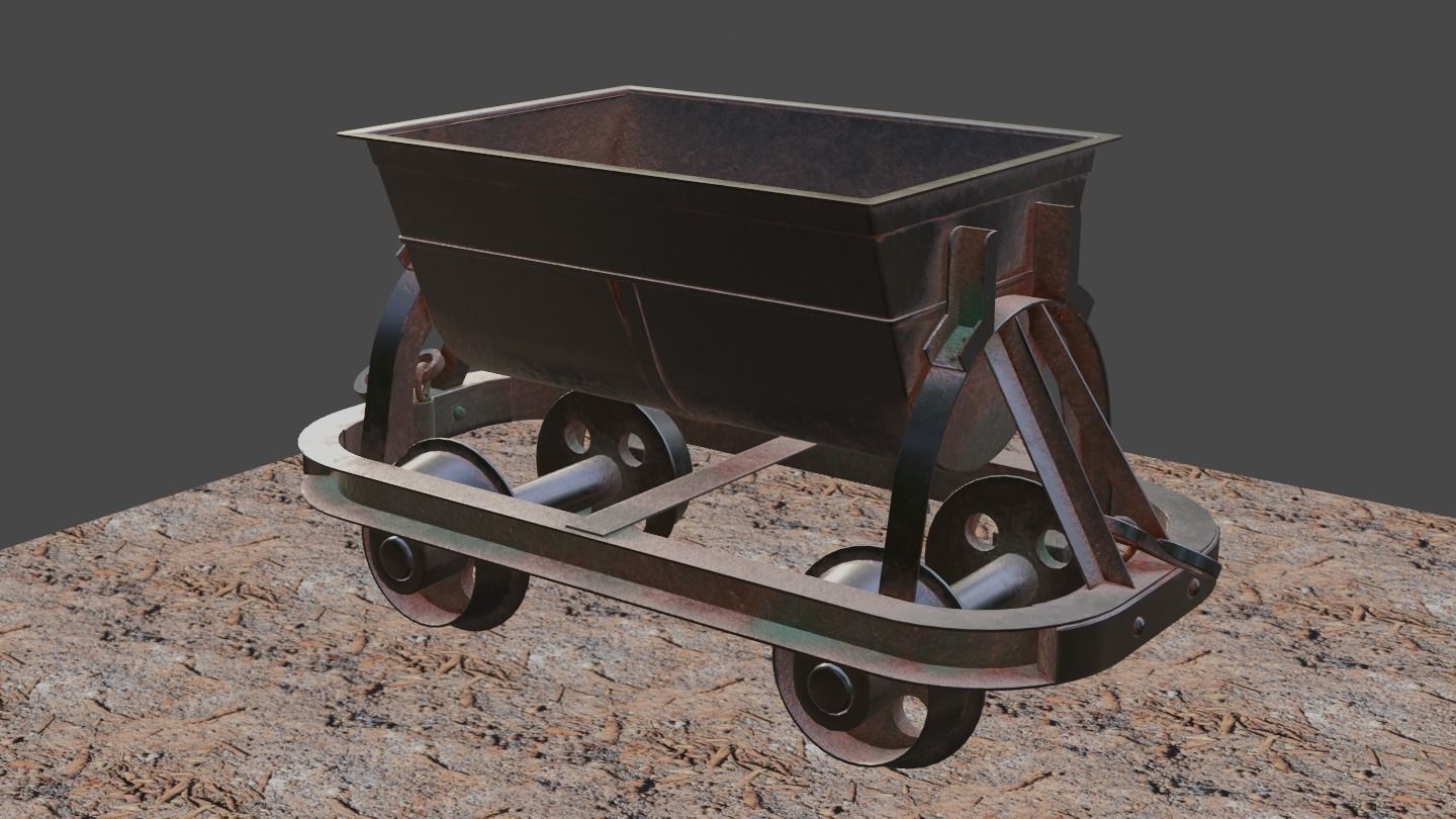 Old Mine Cart Low-poly 3D model_32