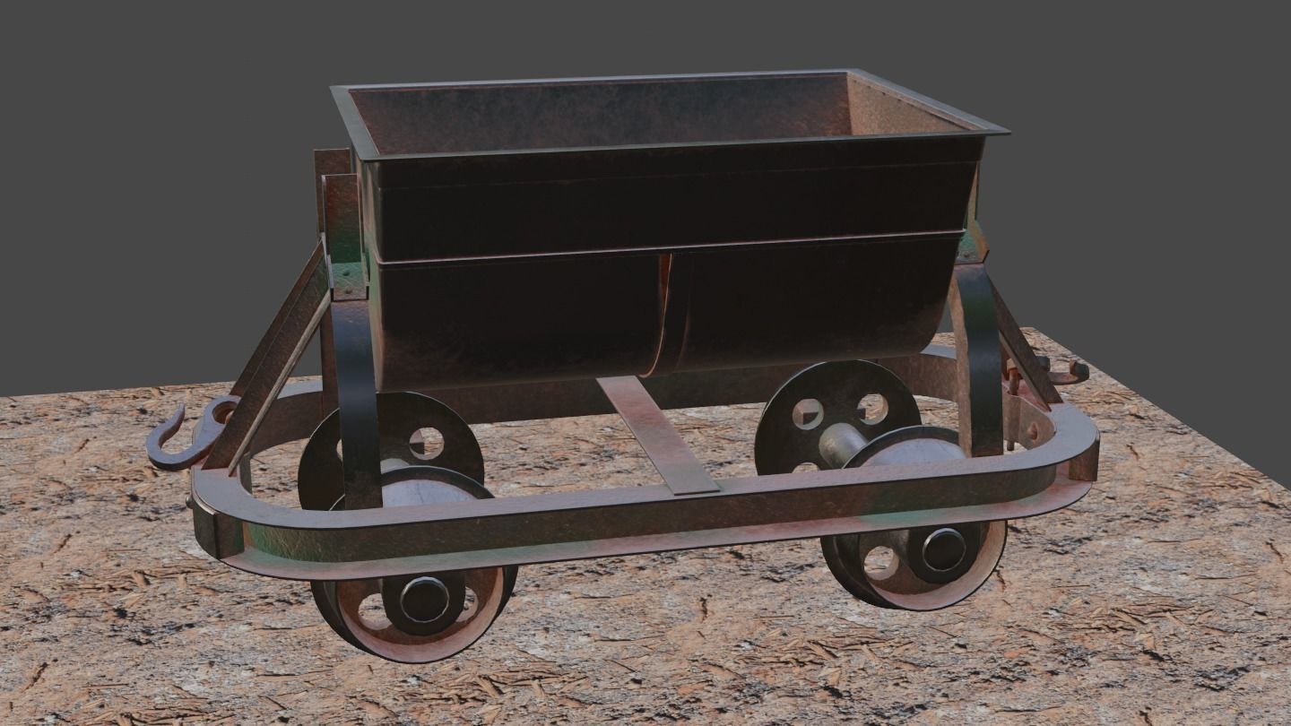 Old Mine Cart Low-poly 3D model_31