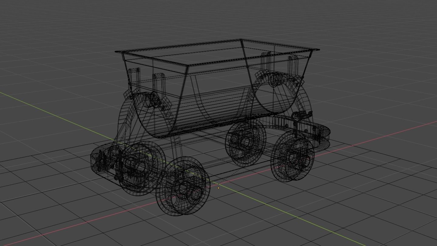 Old Mine Cart Low-poly 3D model_52
