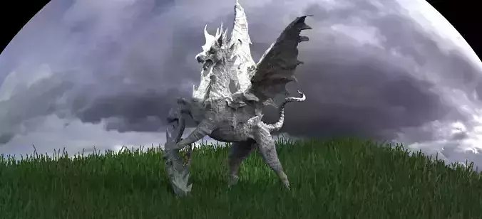 Drake With Shield Statue 3D