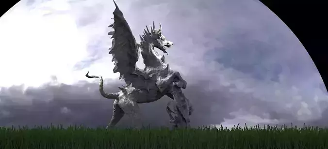 High Drake With Shield Statue 2 