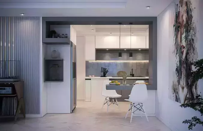 Kitchen modern in apartment