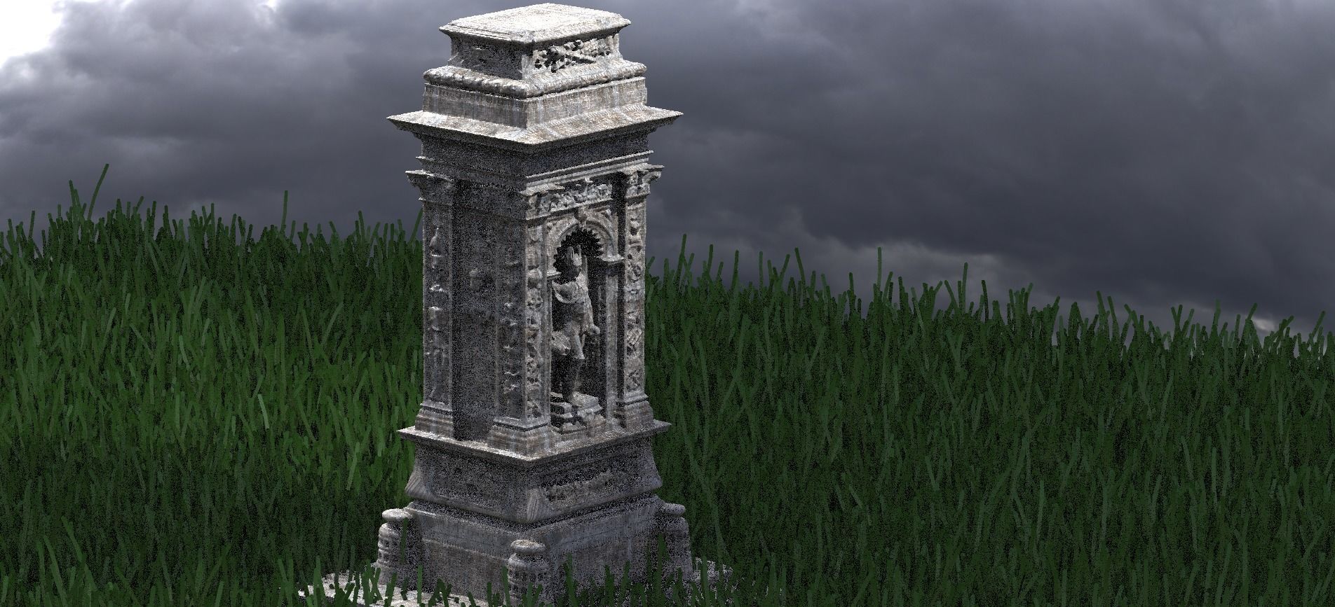 Fantasy Garden Statue 2  3D model_1