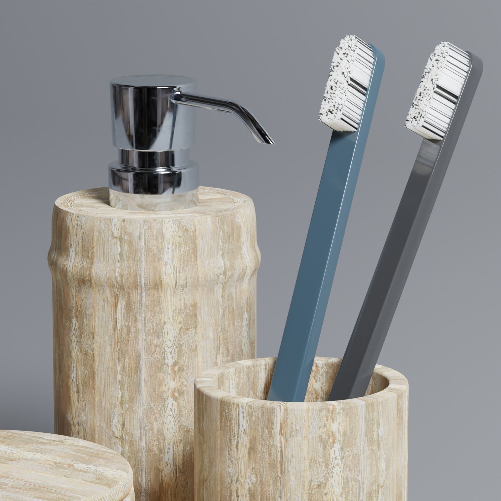 Wooden Bathroom Accessories Decorative Set  3D model_2