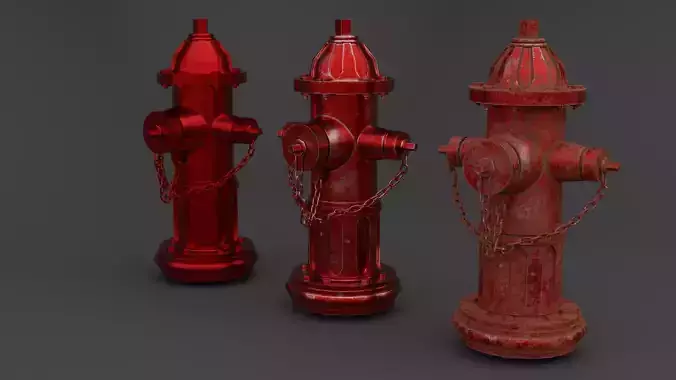 Fire Hydrant Game Ready Clean And Dirty Textures Low-poly 3D model