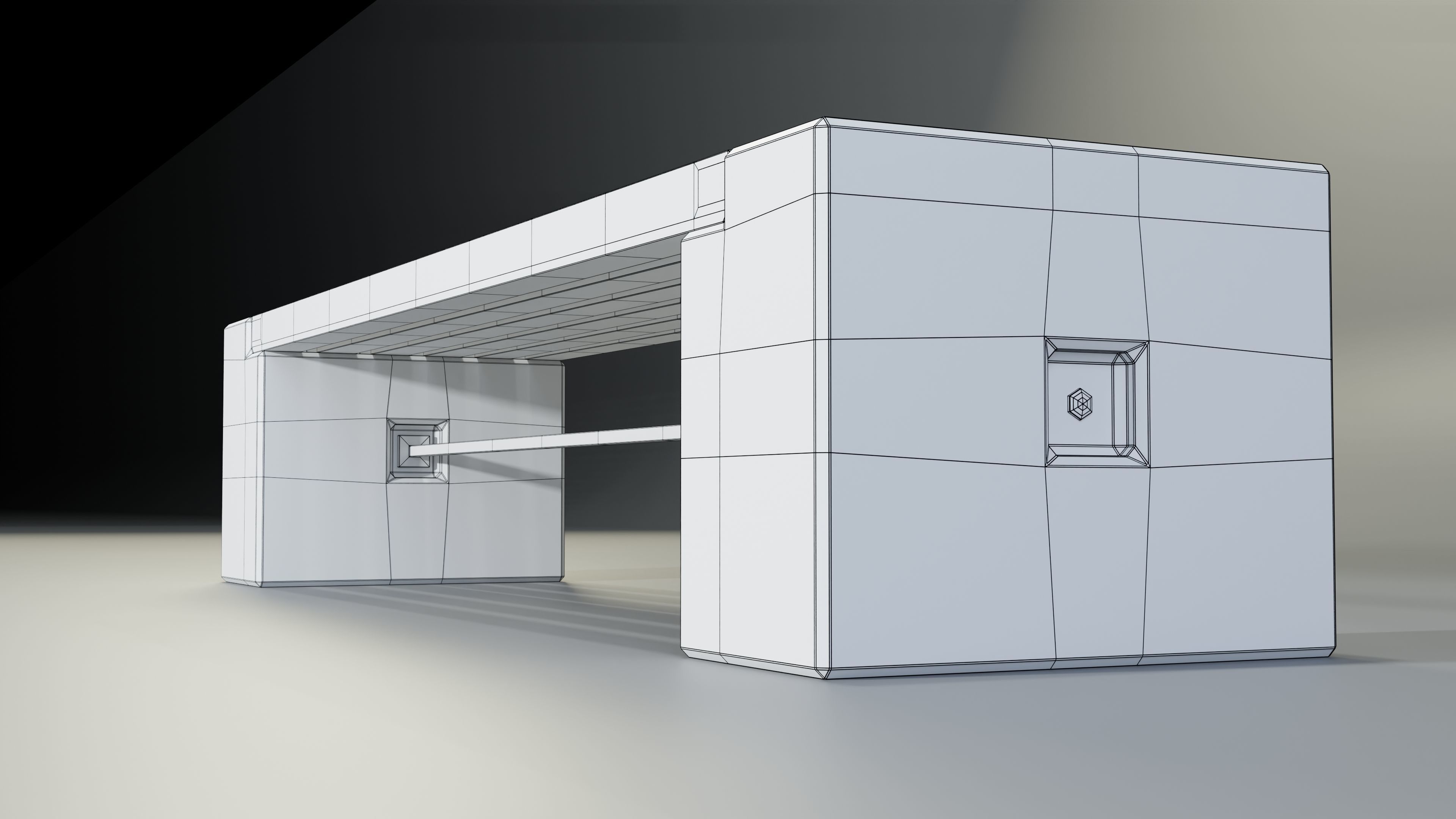 Concrete Bench - Type 3A long 3D model_7