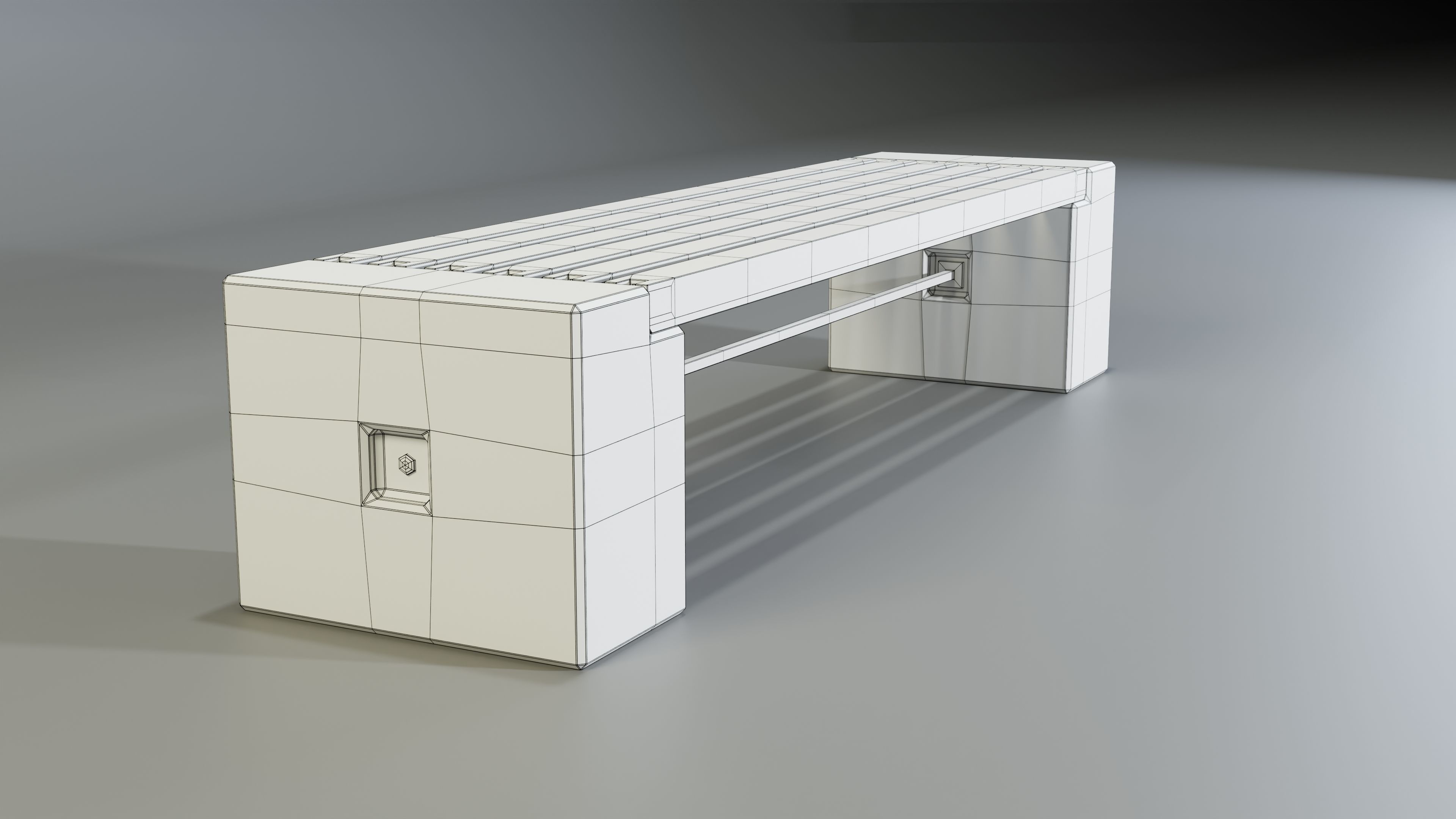 Concrete Bench - Type 3A long 3D model_3