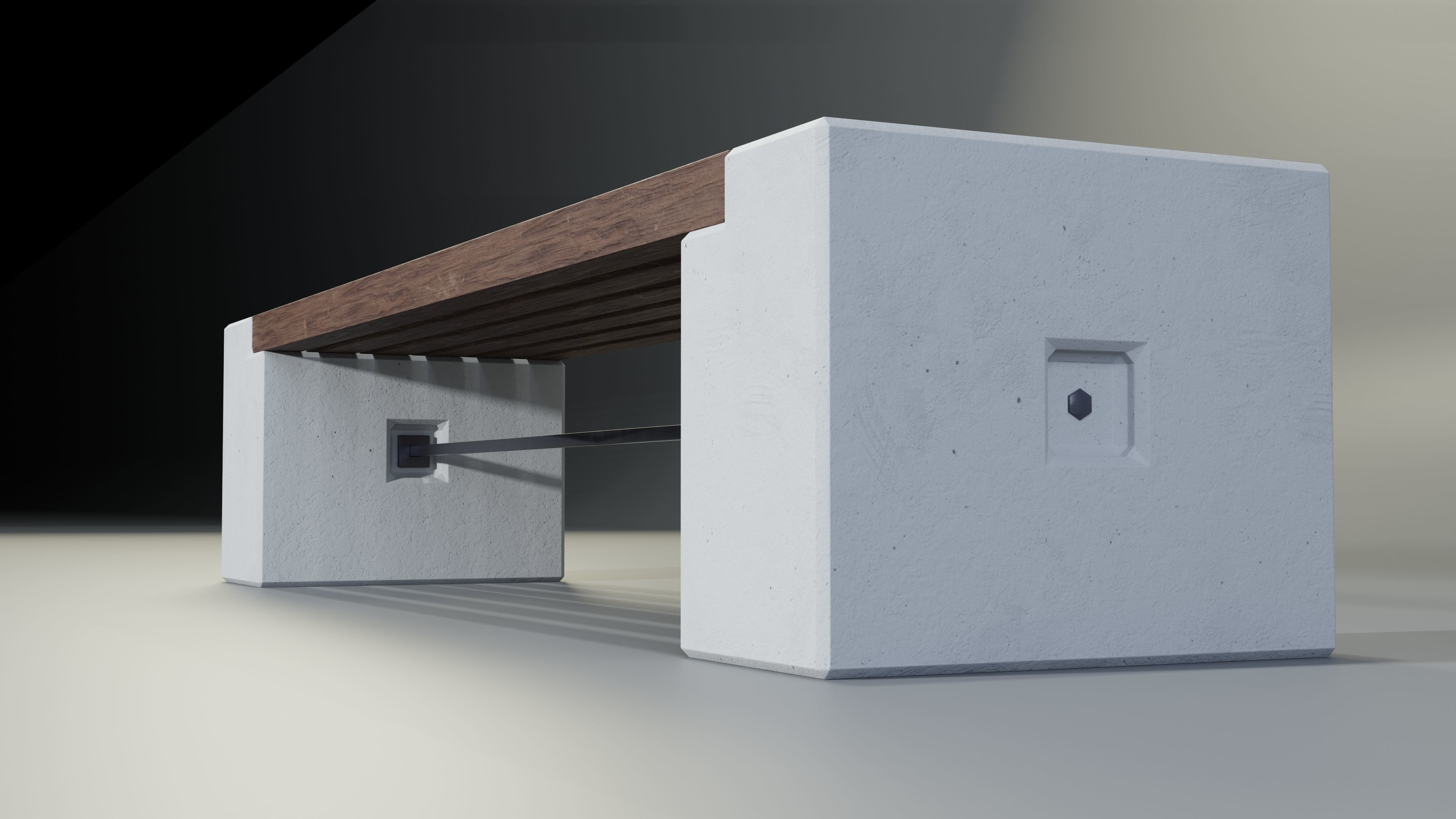 Concrete Bench - Type 3A long 3D model_6