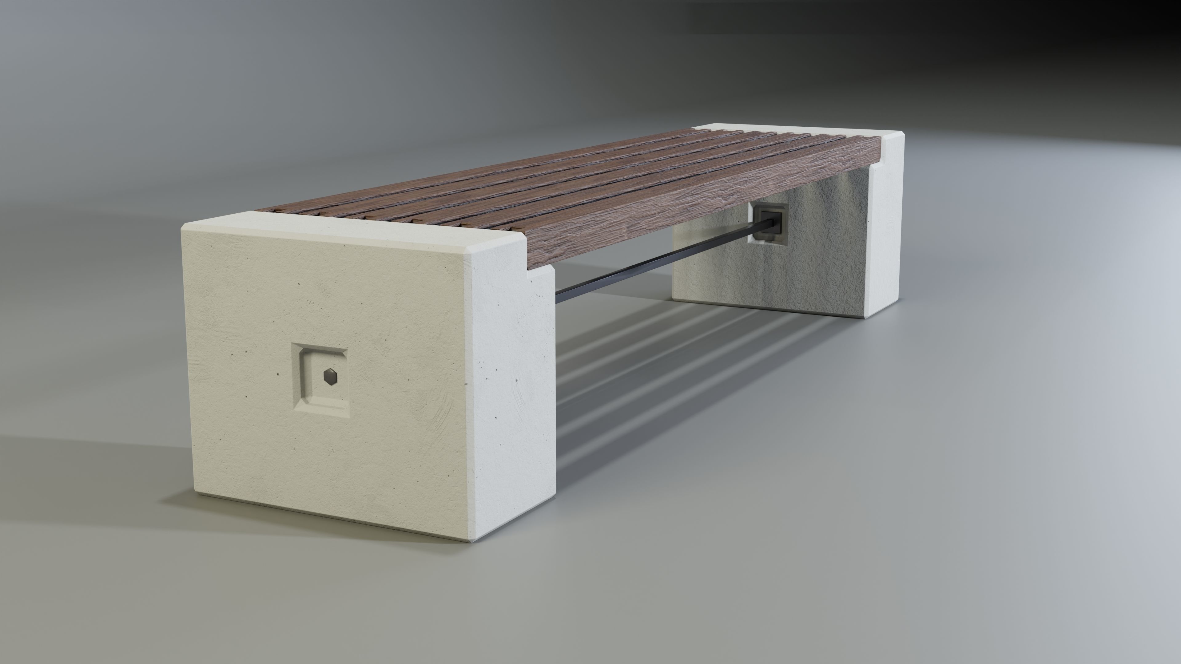 Concrete Bench - Type 3A long 3D model_2