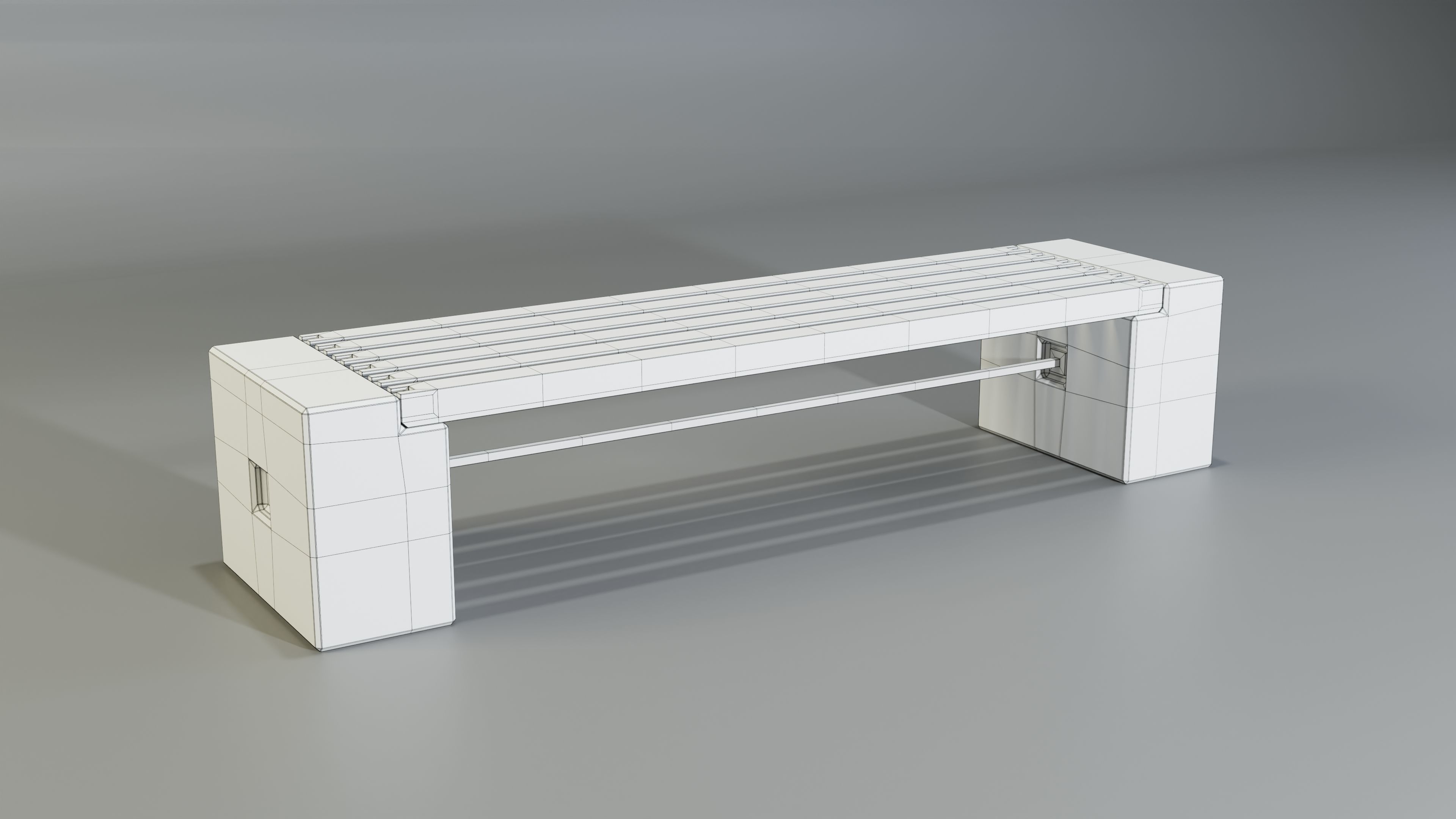 Concrete Bench - Type 3A long 3D model_1