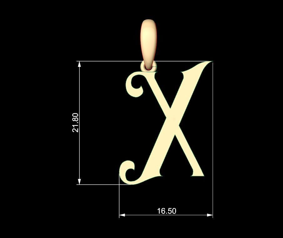 Initial Letters Pendant Abhinaya X 3D print model_4
