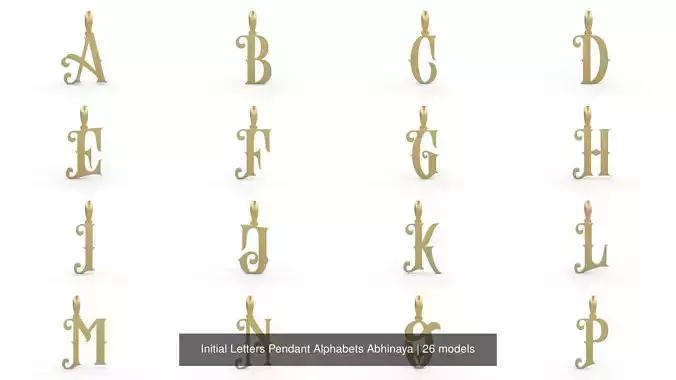 Initial Letters Pendant Alphabets Abhinaya 3D Model Collection