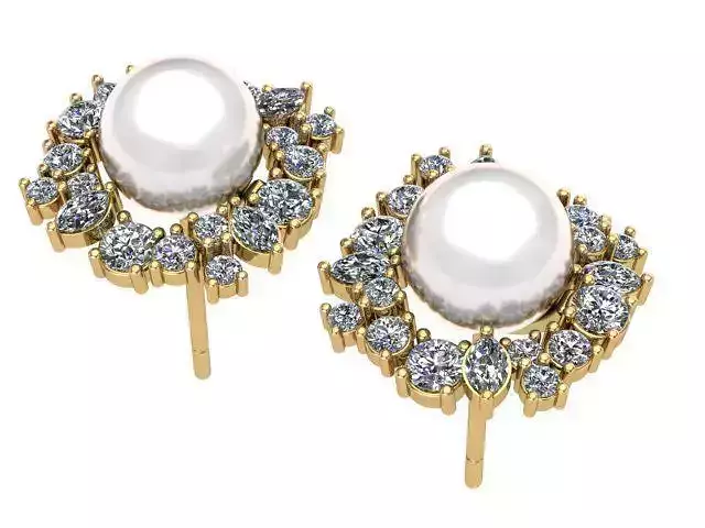 Pearl and Diamonds Golden Earrings