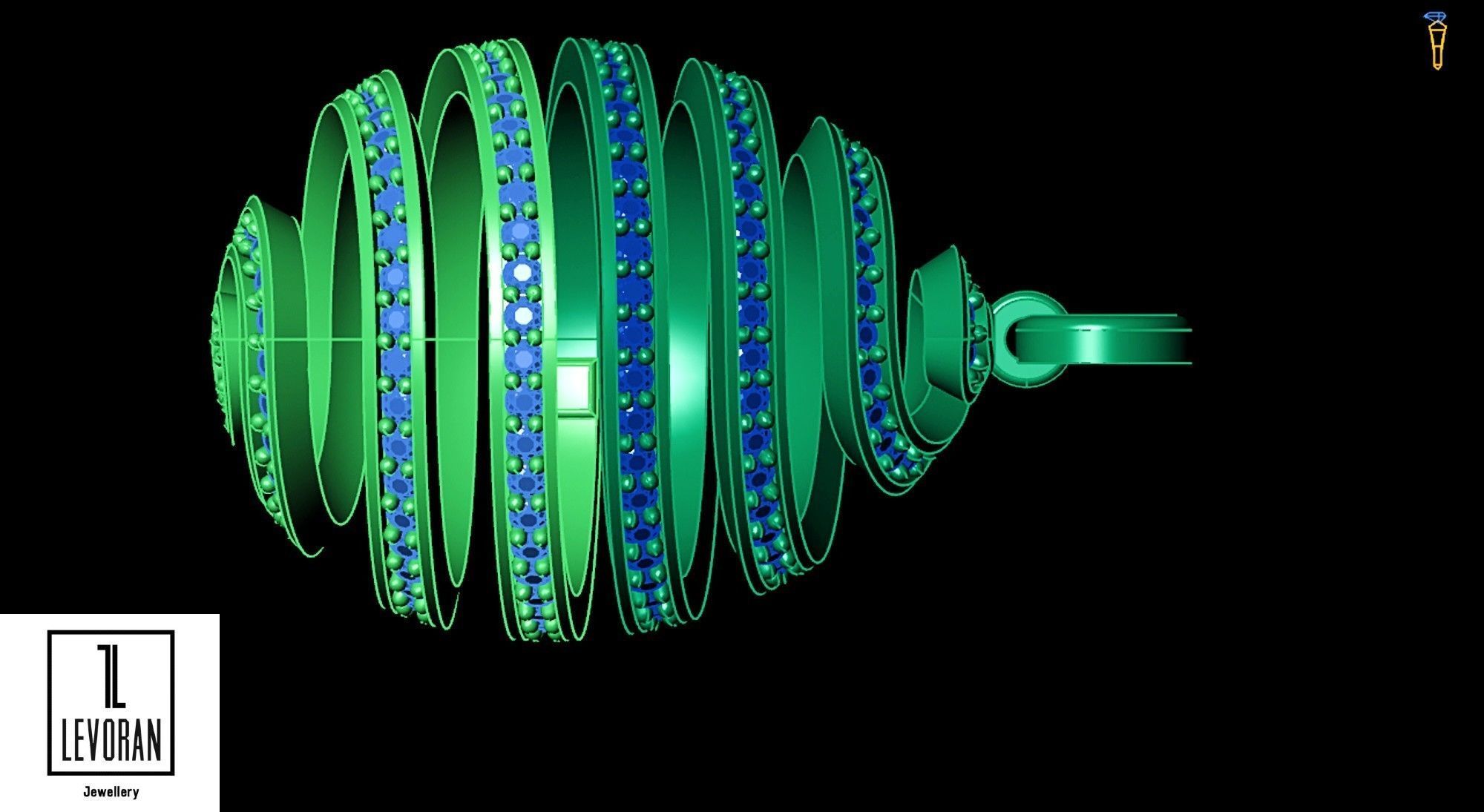 Helix necklace stl file 3D print model_6