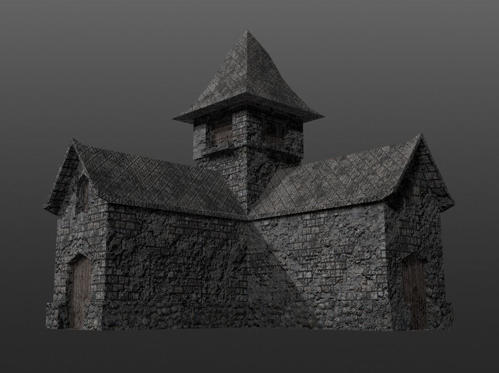 3D Pbr Medieval House game ready Free low-poly 3D model_3