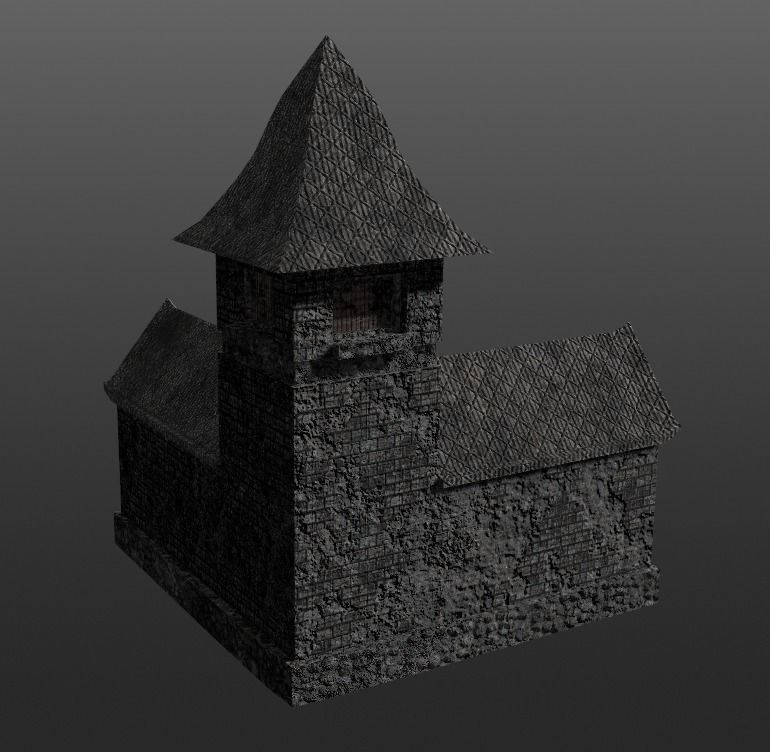 3D Pbr Medieval House game ready Free low-poly 3D model_5