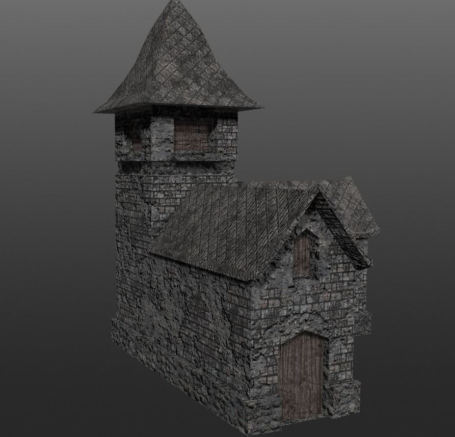 3D Pbr Medieval House game ready Free low-poly 3D model_2