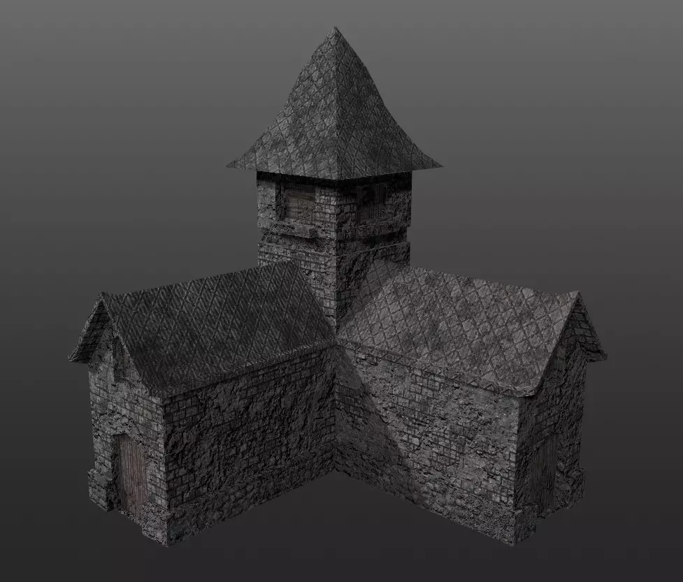 3D Pbr Medieval House game ready Free low-poly 3D model_0