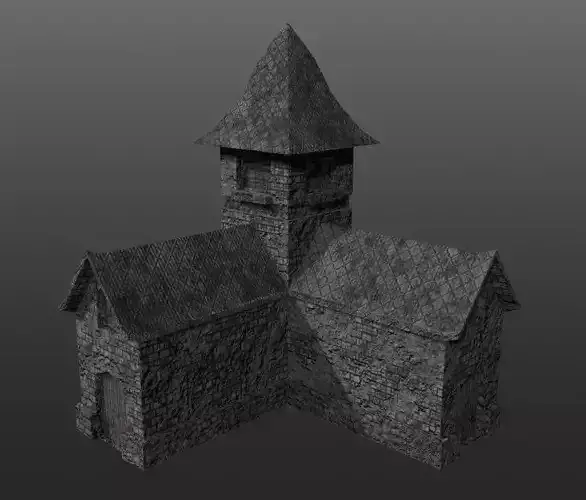 3D Pbr Medieval House game ready Free low-poly 3D model