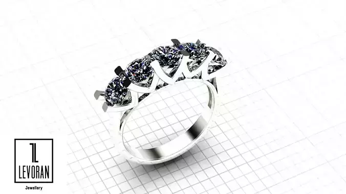 Five stone ring stl file 3D print model