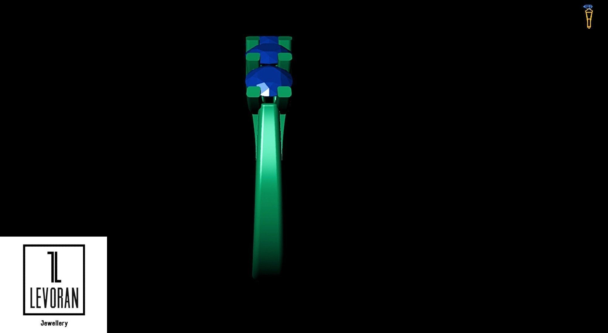 Five stone ring stl file 3D print model_6