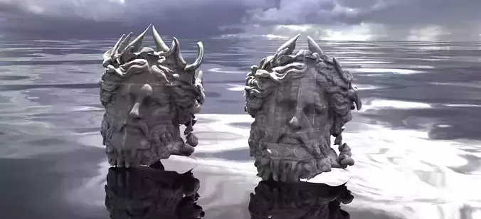 Zeus head sculpture 2 versions 