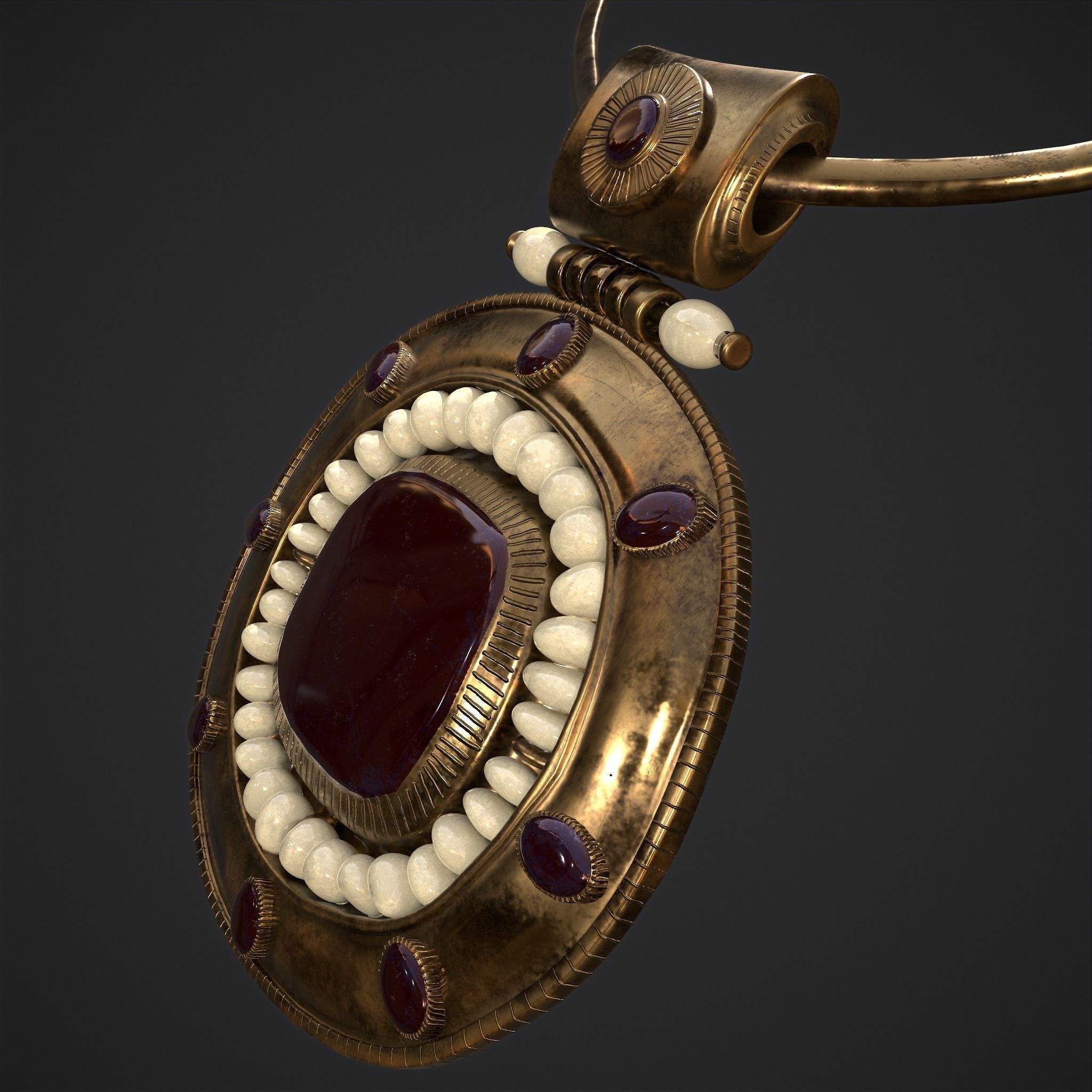 Medieval Byzantine Necklace Low-poly 3D model_9