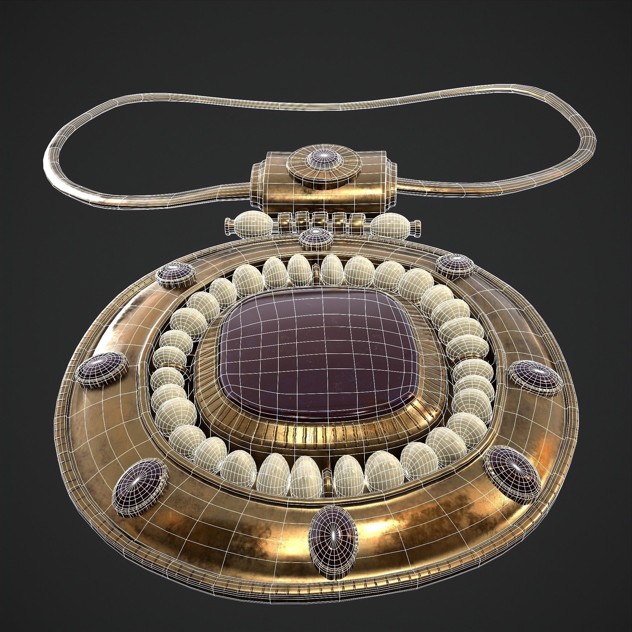 Medieval Byzantine Necklace Low-poly 3D model_12