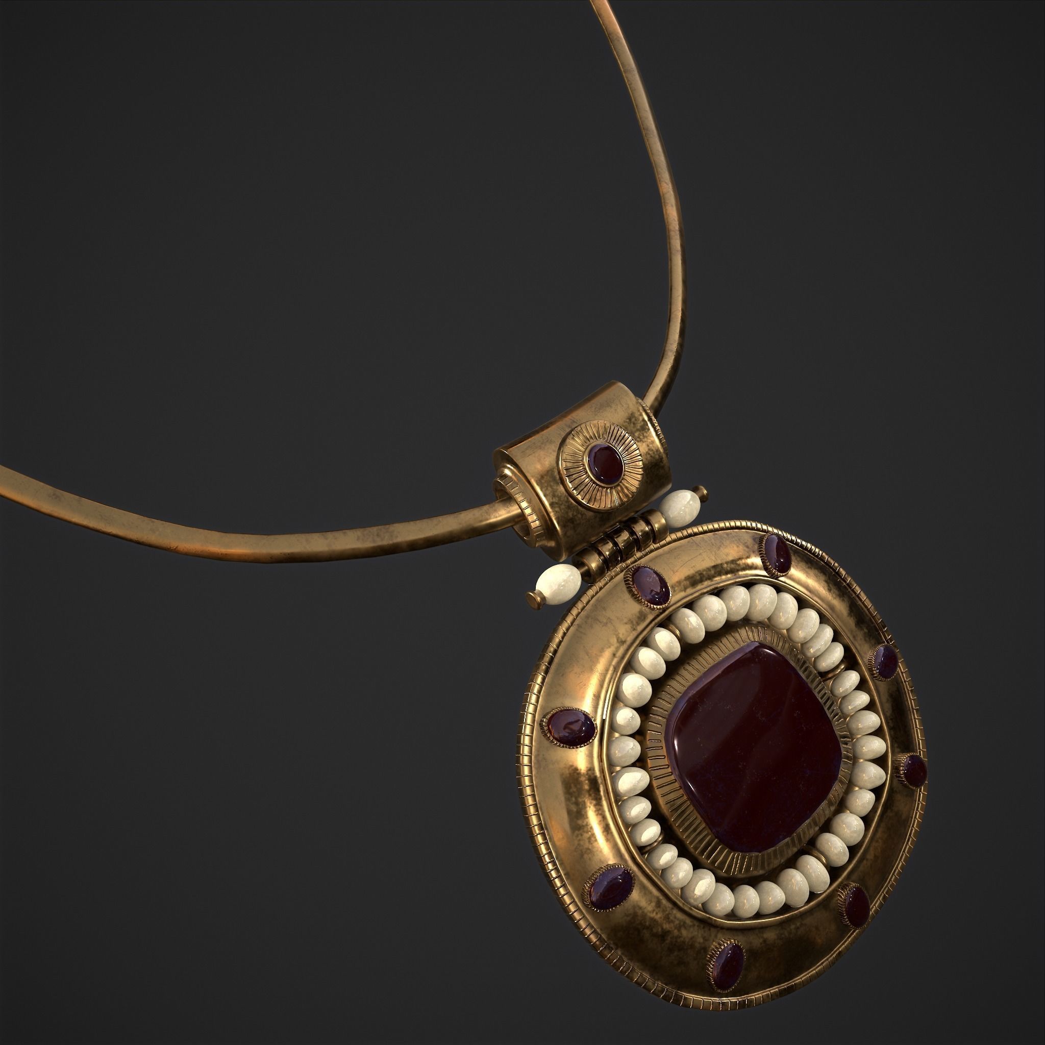 Medieval Byzantine Necklace Low-poly 3D model_21