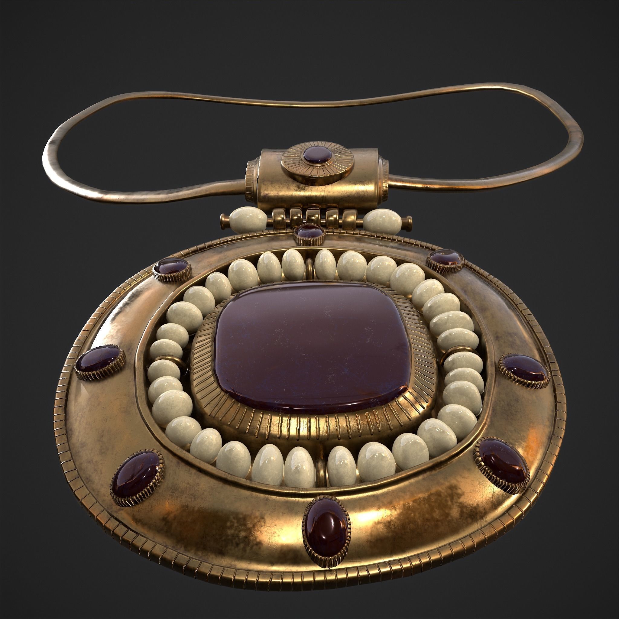 Medieval Byzantine Necklace Low-poly 3D model_11
