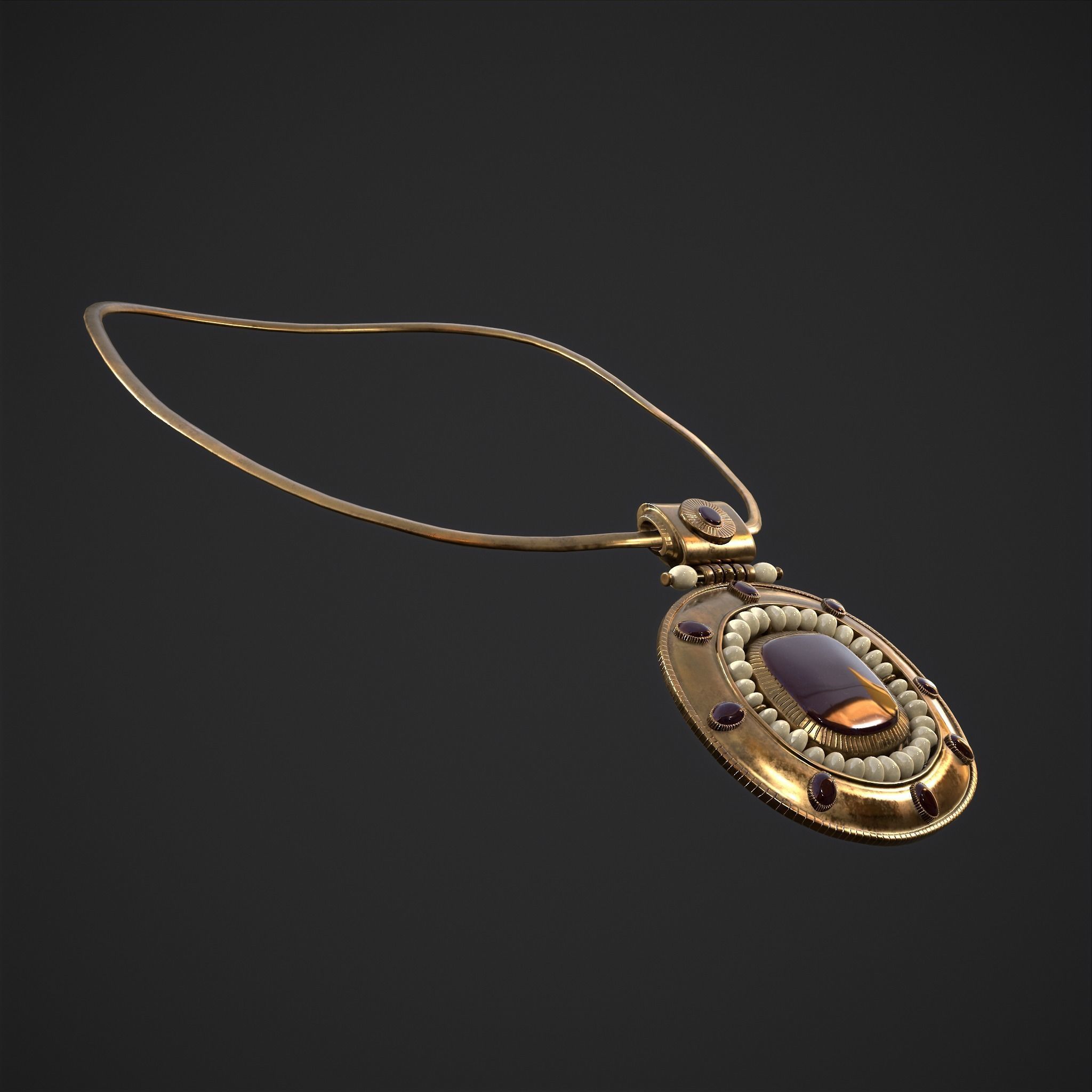 Medieval Byzantine Necklace Low-poly 3D model_13