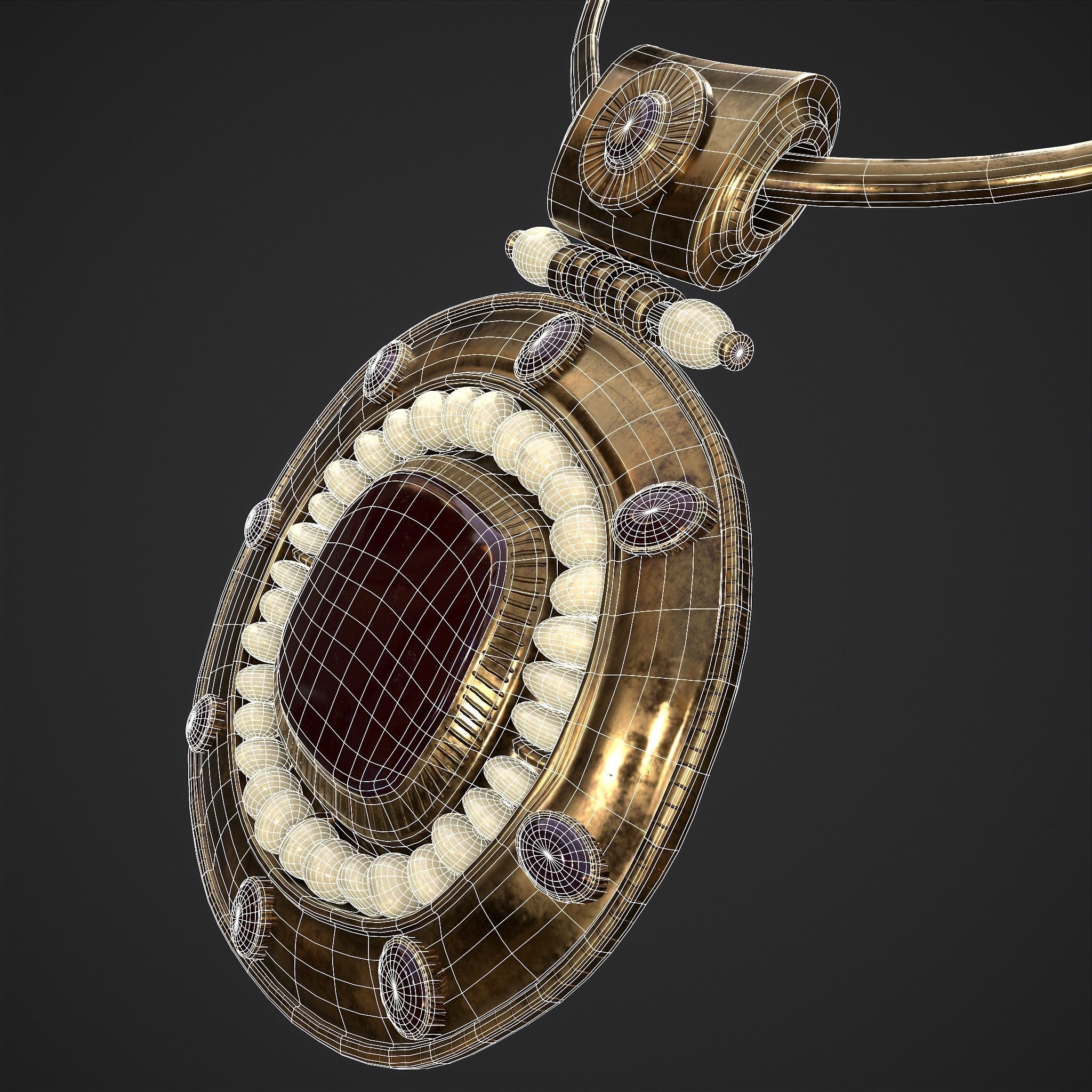 Medieval Byzantine Necklace Low-poly 3D model_10