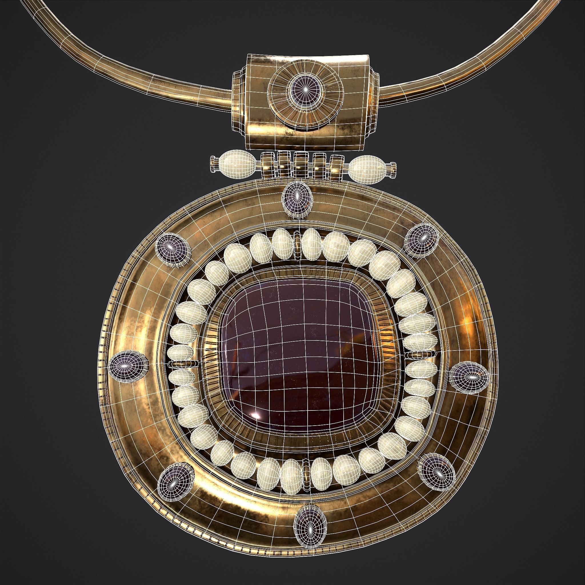 Medieval Byzantine Necklace Low-poly 3D model_4