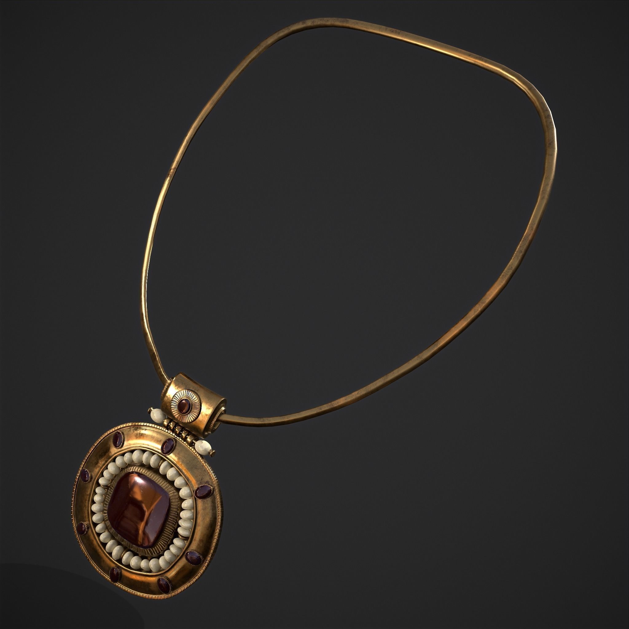 Medieval Byzantine Necklace Low-poly 3D model_5