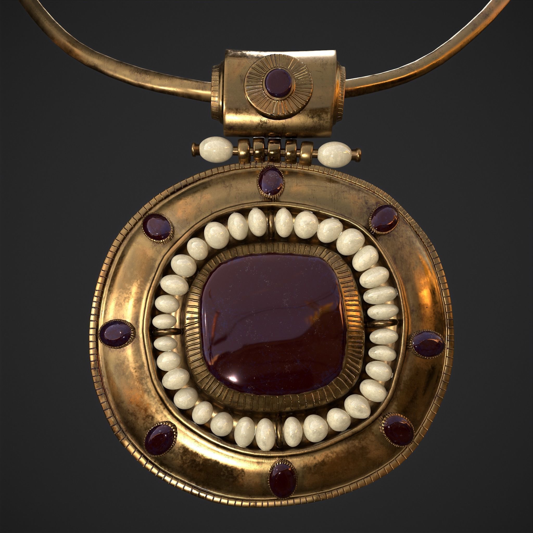 Medieval Byzantine Necklace Low-poly 3D model_3