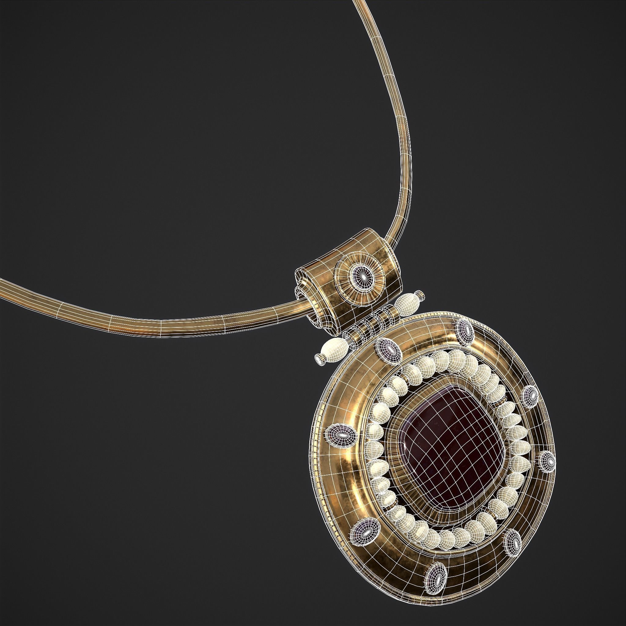 Medieval Byzantine Necklace Low-poly 3D model_22