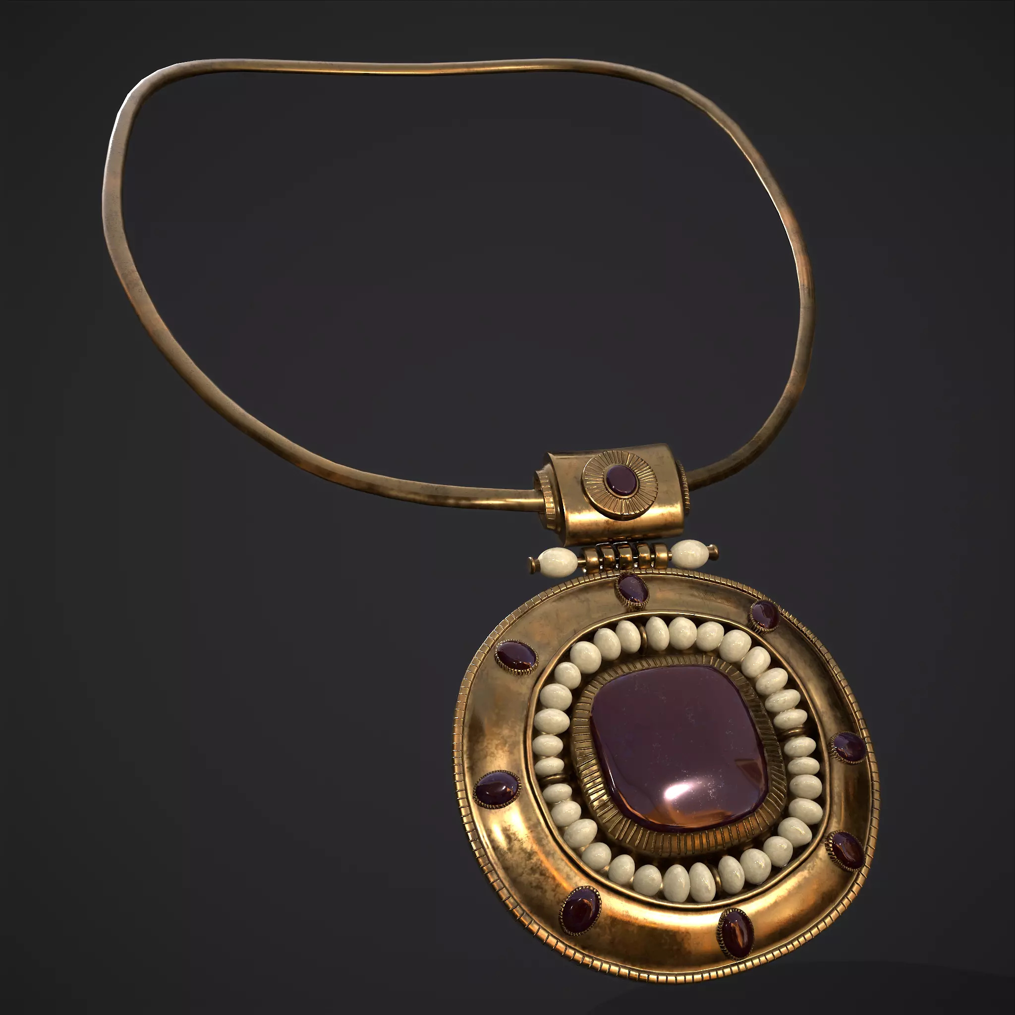 Medieval Byzantine Necklace Low-poly 3D model_0