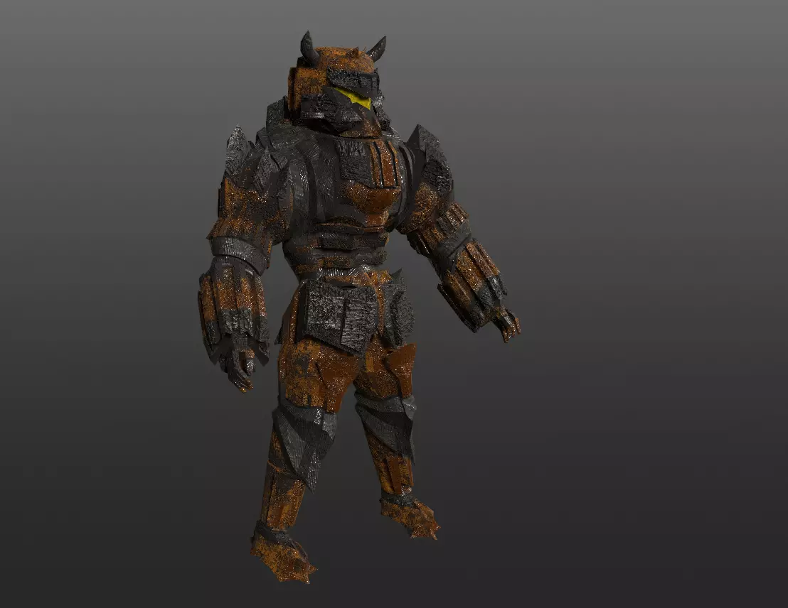 Cyborg armored samurai Low-poly 3D model