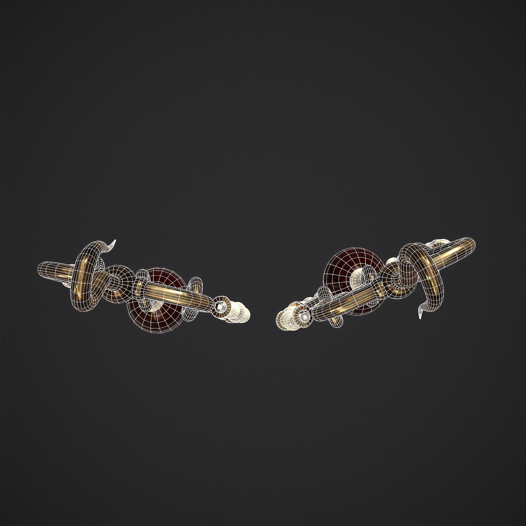 Medieval Byzantine Earrings  Low-poly 3D model_31