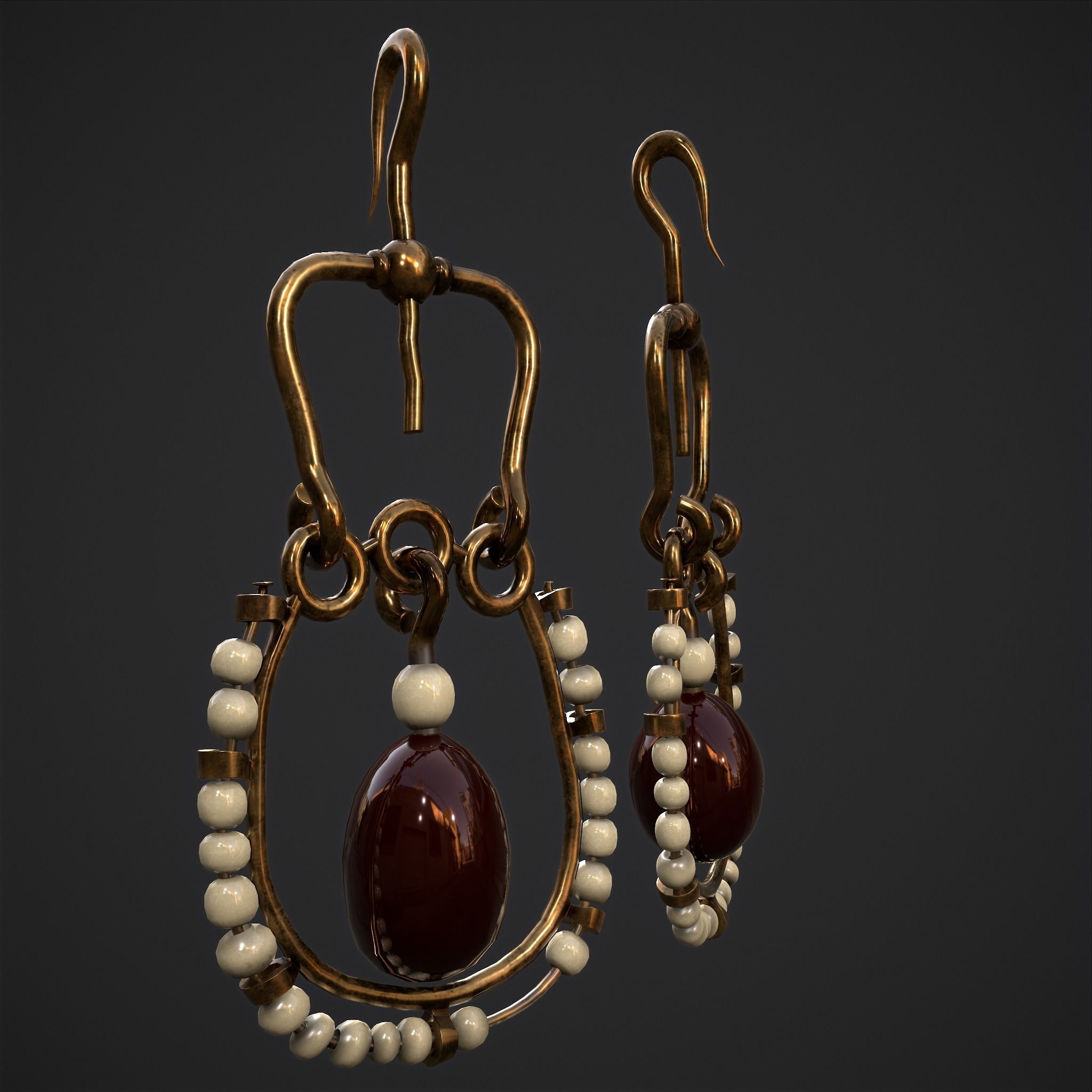 Medieval Byzantine Earrings  Low-poly 3D model_32