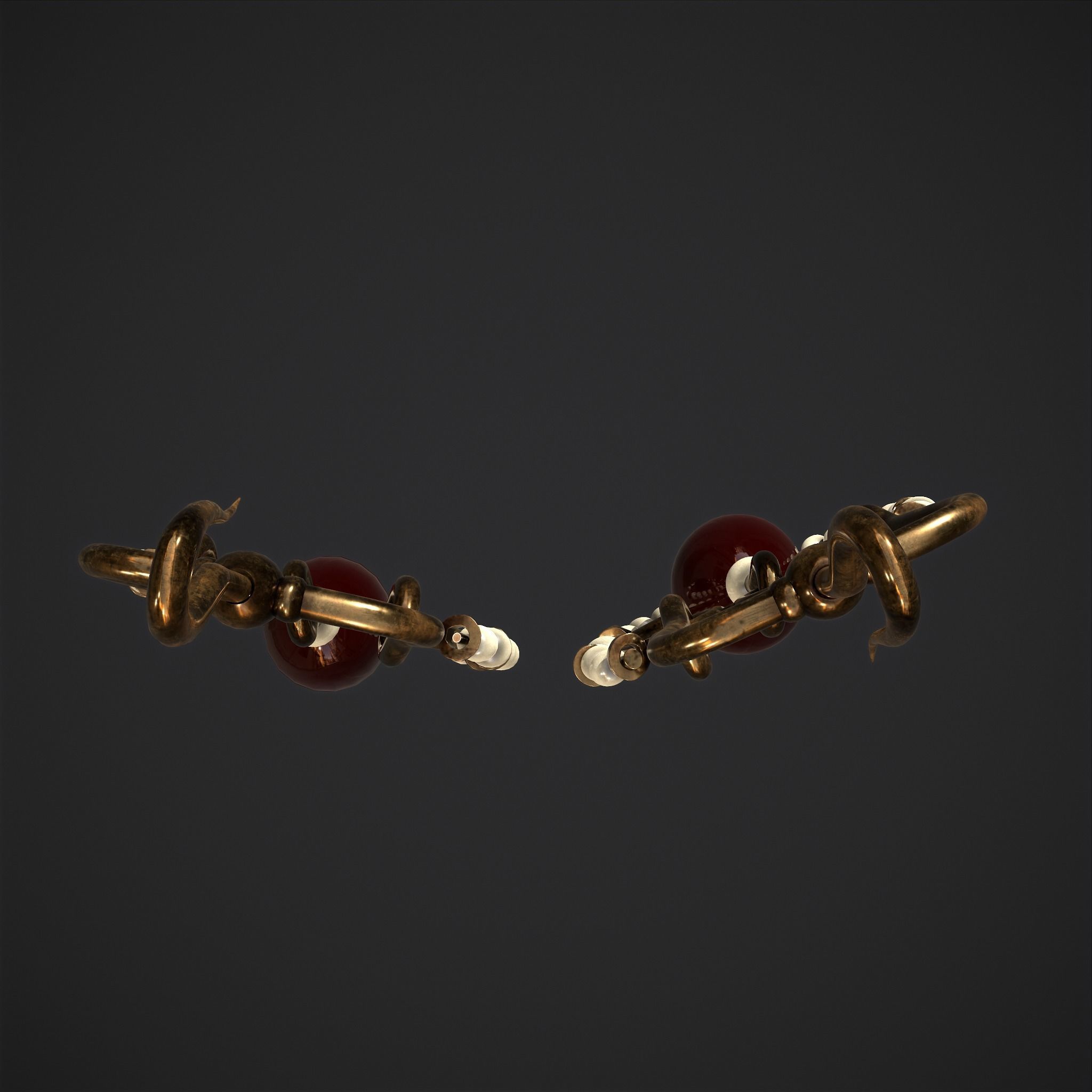 Medieval Byzantine Earrings  Low-poly 3D model_30