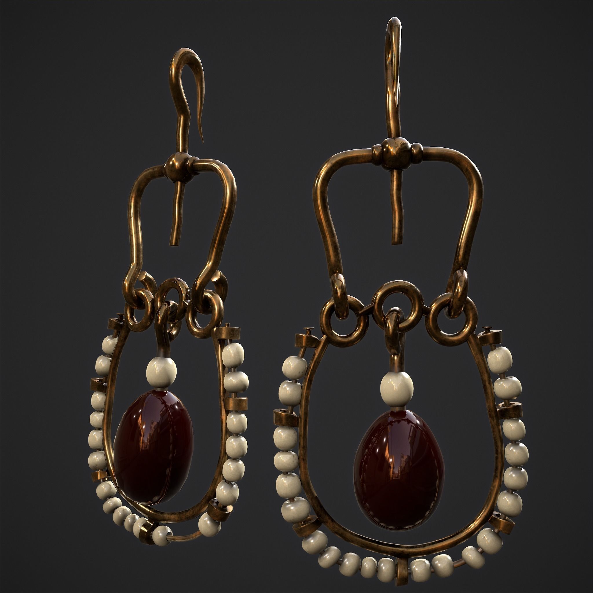Medieval Byzantine Earrings  Low-poly 3D model_37