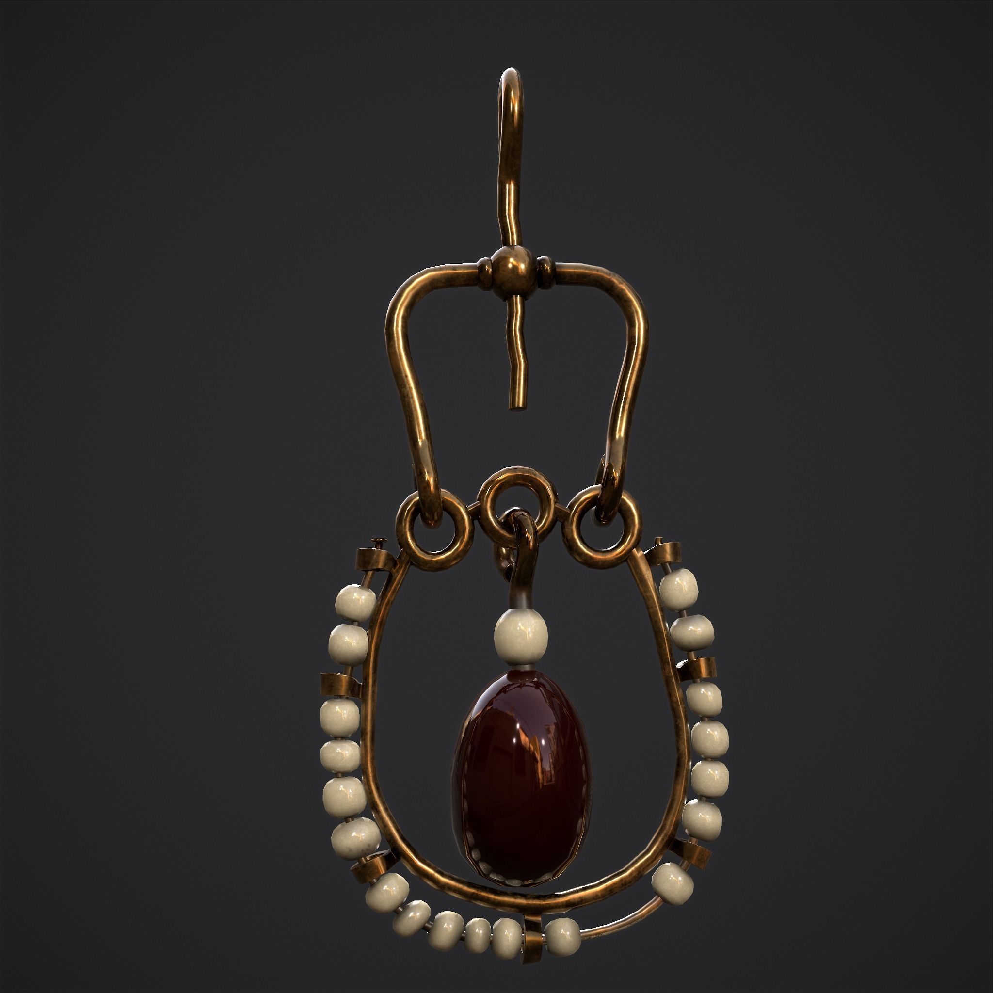 Medieval Byzantine Earrings  Low-poly 3D model_12
