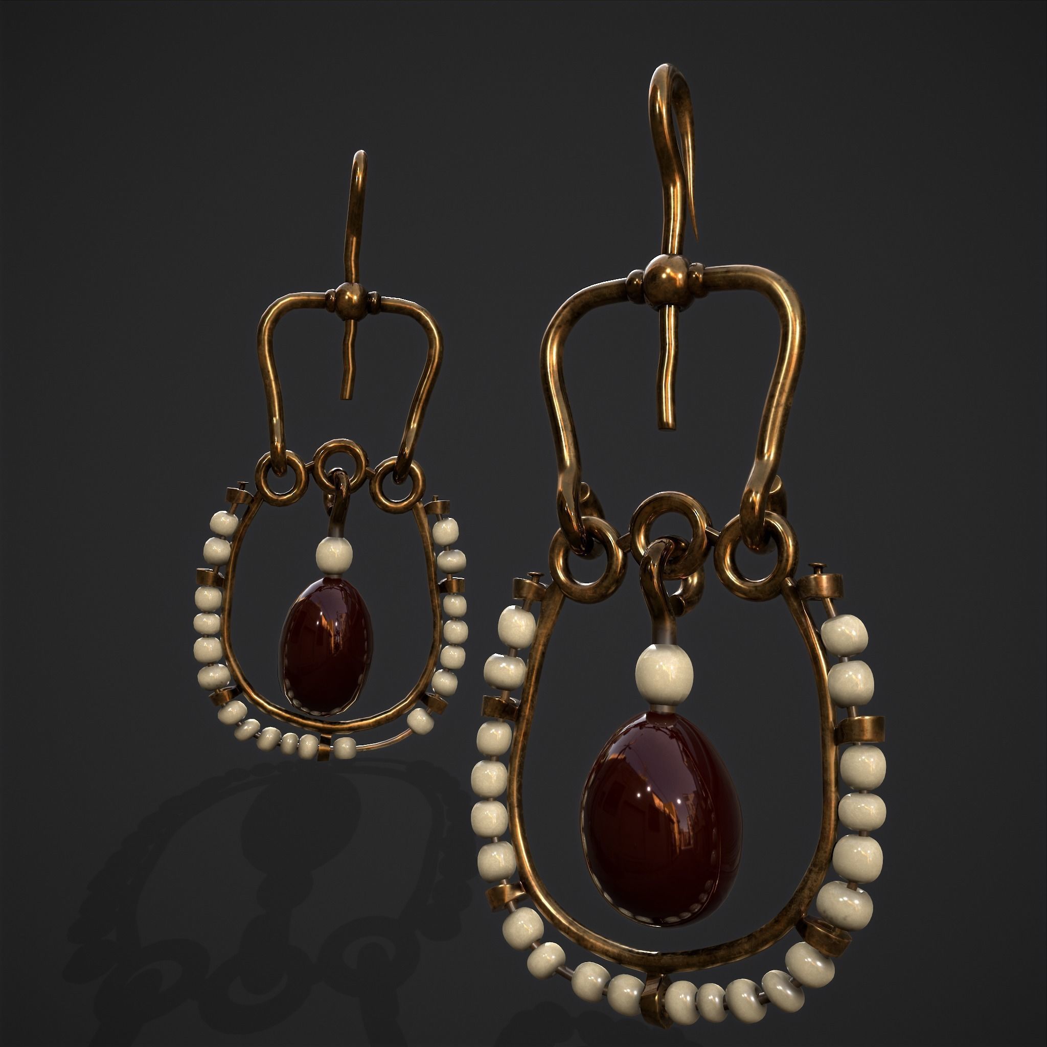 Medieval Byzantine Earrings  Low-poly 3D model_4