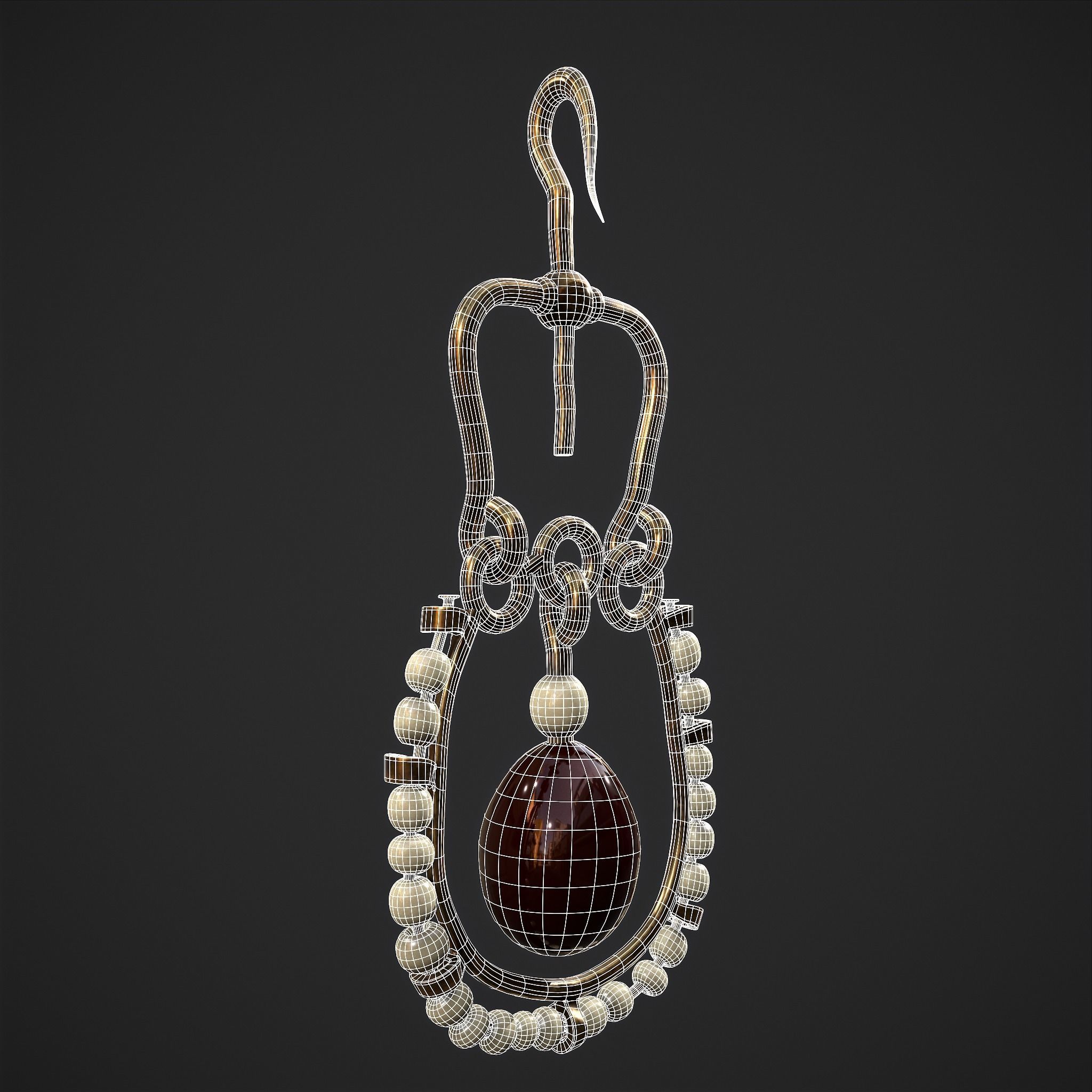 Medieval Byzantine Earrings  Low-poly 3D model_11
