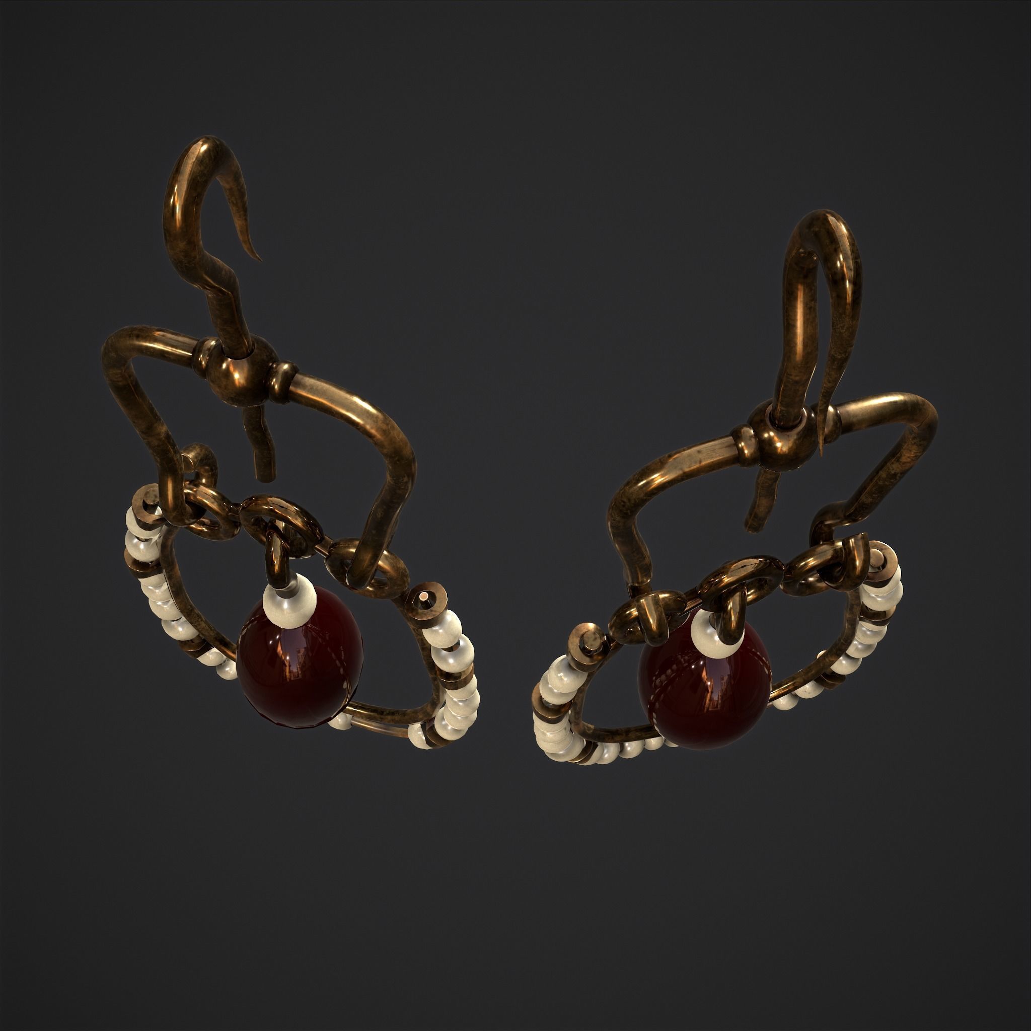 Medieval Byzantine Earrings  Low-poly 3D model_28